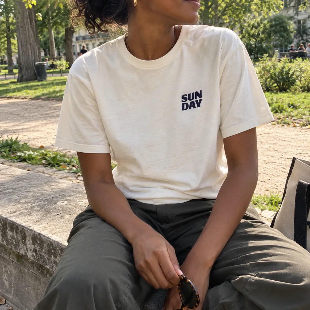 T-shirt SUNDAY (cream) female model