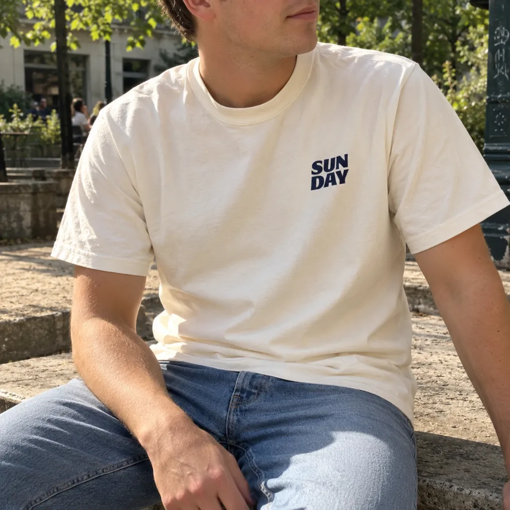 T-shirt SUNDAY (cream) male model