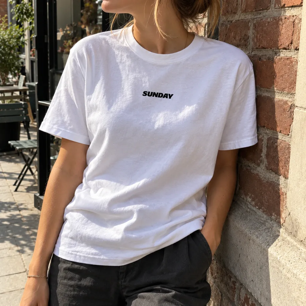 T-shirt SUNDAY (white) female model